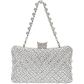 COAIMANEY Women Sparkly Rhinestone Clutch with Chains, Glitter Evening Handbag Purse Shoulder Bag for Wedding Party Prom