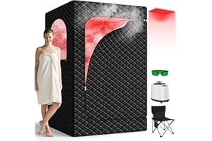 I-THERA-U Portable Infrared Sauna Box for Home, Full Body Steam Sauna Tent with 660nm & 850nm Red Light Therapy Lamp, 3L 1200W Fast-Heating Steamer, Adjustable Temp & Remote Control for Relaxation, Detox
