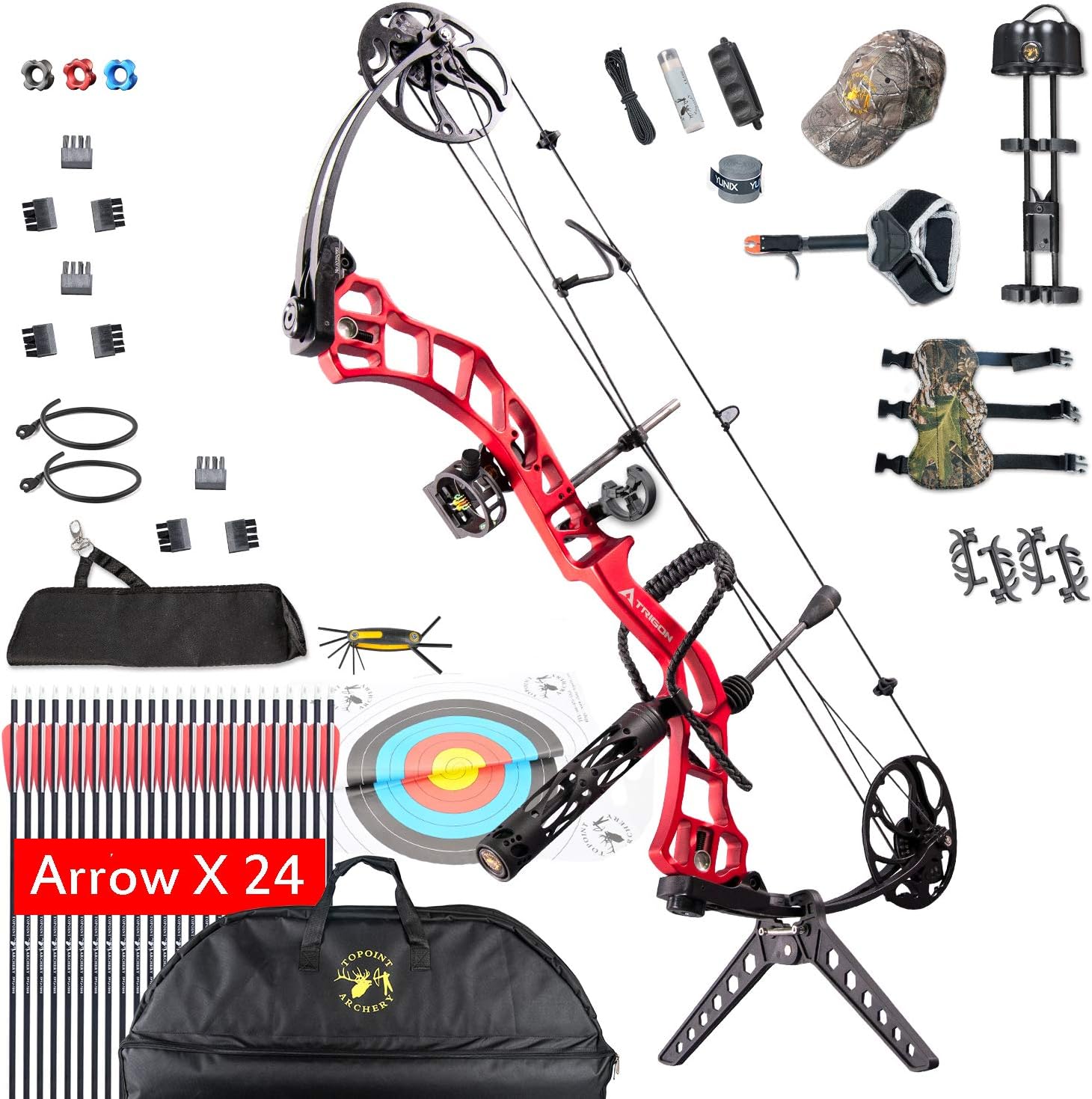 Compound Bow Package with Hunting Accessories,19-30" Draw Length,15-70Lbs Draw Weight(Ship from USA Warehouse) (red, Blue, camo, Black) (Blue)