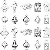 UR URLIFEHALL 100 Pcs Tibetan Style Poker Card Charms for Jewelry Making