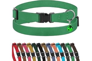 Muromto Breakaway Cat Collar Leather Soft Adjustable Pet Kitten Collars with Bell Pink Brown Blue Green Red (Mint Green)