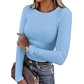PRETTYGARDEN Women 2026 Fall Clothes Long Sleeve Shirts Ribbed Knit Fitted Basic Tee Going Out Tops Underscrub Casual Outfits