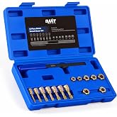 OMT Metric Thread Chaser Set, 15 pc Rethreading Tool Kit for M6 M8 M10 M12 | Durable Coated Steel; 7 Taps, 7 Dies &amp; Thread File; Hexagon Shape for Sockets; For Automotive &amp; Shop Repair
