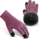 Rahhint Wool Winter Gloves Men Women Fleece lined Knit Gloves with Touchscreen Fingers Insulated Gloves Keep Hand Warm Gift