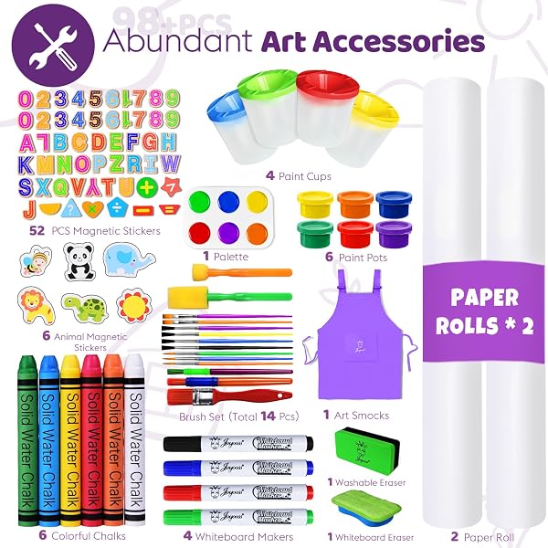 JOYOOSS ART EASEL FOR KIDS EASEL FOR TODDLERS,ADJUSTABLE STANDING WOODEN TODDLER EASELS KID WHITEBOARD & CHALK BOARD KIDS DRY ERASE BOARD,ART EASEL FOR KID AGE 2-4 4-8 9-12 DRAWING EASELS