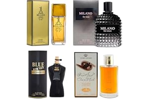 AFLUXE Men Cologne 4-Piece Combo Set (Choco/Milano/Billion/Blue for Men Ultra Noir Edition) Each 100ml Eau de Toilette/Parfume Spray Premium Perfume Set Long Lasting Fragrance for Daily Use
