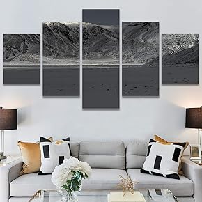 SIGNWIN 5 Panel Canvas Wall Art Monochromatic Mountains...