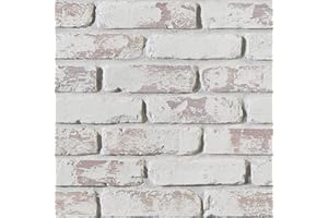 AZ Faux High-Density Polyurethane Brick Wall Textured Panels for Interior and Exterior Decor | Old Medford | 8" L x 8" H | Sample Size | Whitewash