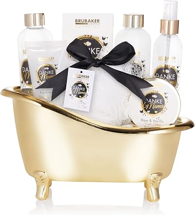 BRUBAKER Danke Mama 8pc Luxury Bath Shower Set Rose Vanilla Scent Gift Tub