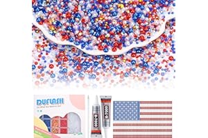 Duflash 14400 PCS Blue Red Flatback Pearls Rhinestones,B7000 Jewelry Gel with Flat Back Pearl and Resin Rhinestones for Crafts,Tumblers,Shoes,Nails,Face Art,3 mm-6 mm Resin Half Pearls and Rhinestones