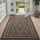 DEXI Front Door Mat Outside Entrance, Heavy Duty Non Slip Low Profile Doormat for Entryway, Trap Dirt and Moisture Welcome Mats, Easy Clean, Patio, Garage, 6x4, Brown