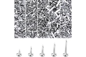 Buryeah 1000 Pcs Paper Fastener Brass Fasteners Round Head Split Pins Metal Mini Brads Prong Fasteners Crafting Supplies for Craft Art School Project Decorative Scrapbooking DIY, 5 Sizes(Silver)
