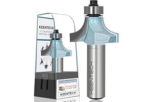 KEENTECH Roundover Router Bits with 1/2" Shank, 3/8" Radius, 5/8" Cutting Depth, Industrial Grade Carbide Tipped Rounding Ove
