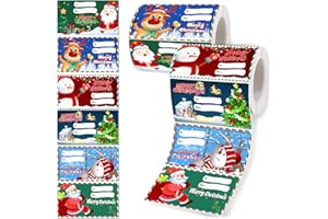 Famoby 2 Packs (Total:600pcs,300pcs/pack) Christmas Gift Tags Christmas Wrapping Paper for Christmas Presents Decoration Christmas Gifts Bags for Women Men Kids (2.95 x 1.6 inch)