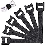 Reusable Cable Ties Management Straps - 6 Inch Strong &Microfiber fastening cloth, Adjustable Fastener Cable Strap Hook and L