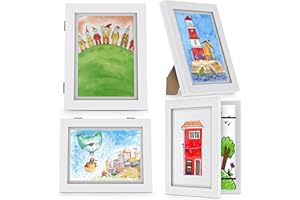 Pacific Moon Tree [2-Pack Kids Art Frame, Front Opening Kids Artwork Frames Changeable, Fits 8.5x11 and 9x12, White Display Storage Frame for Wall or Desk, Holds 75Pcs