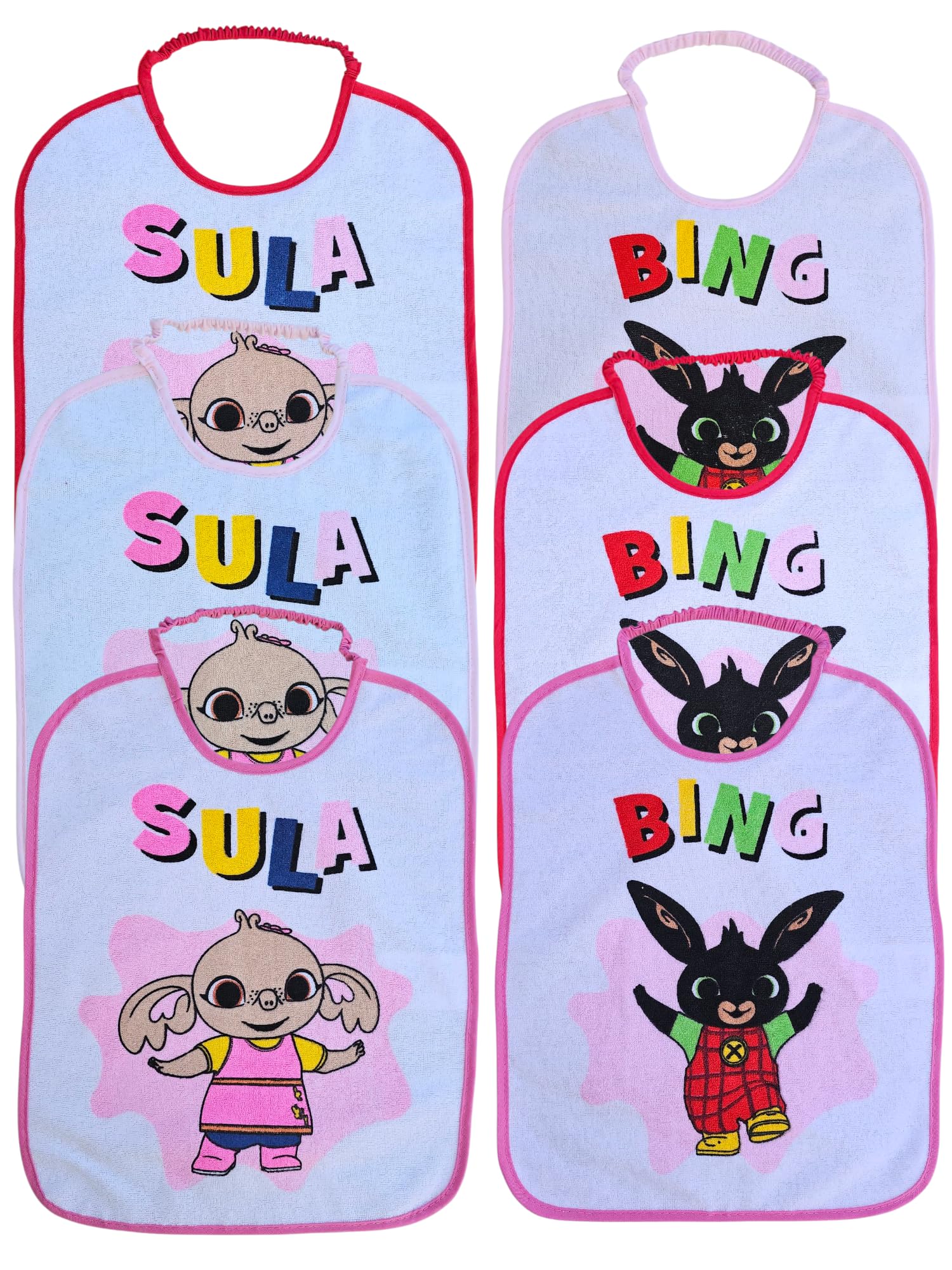 Ellepi Bing Bibs with Elastic Terry Cloth Waterproof Kindergarten Bibs, Sula grande, One size