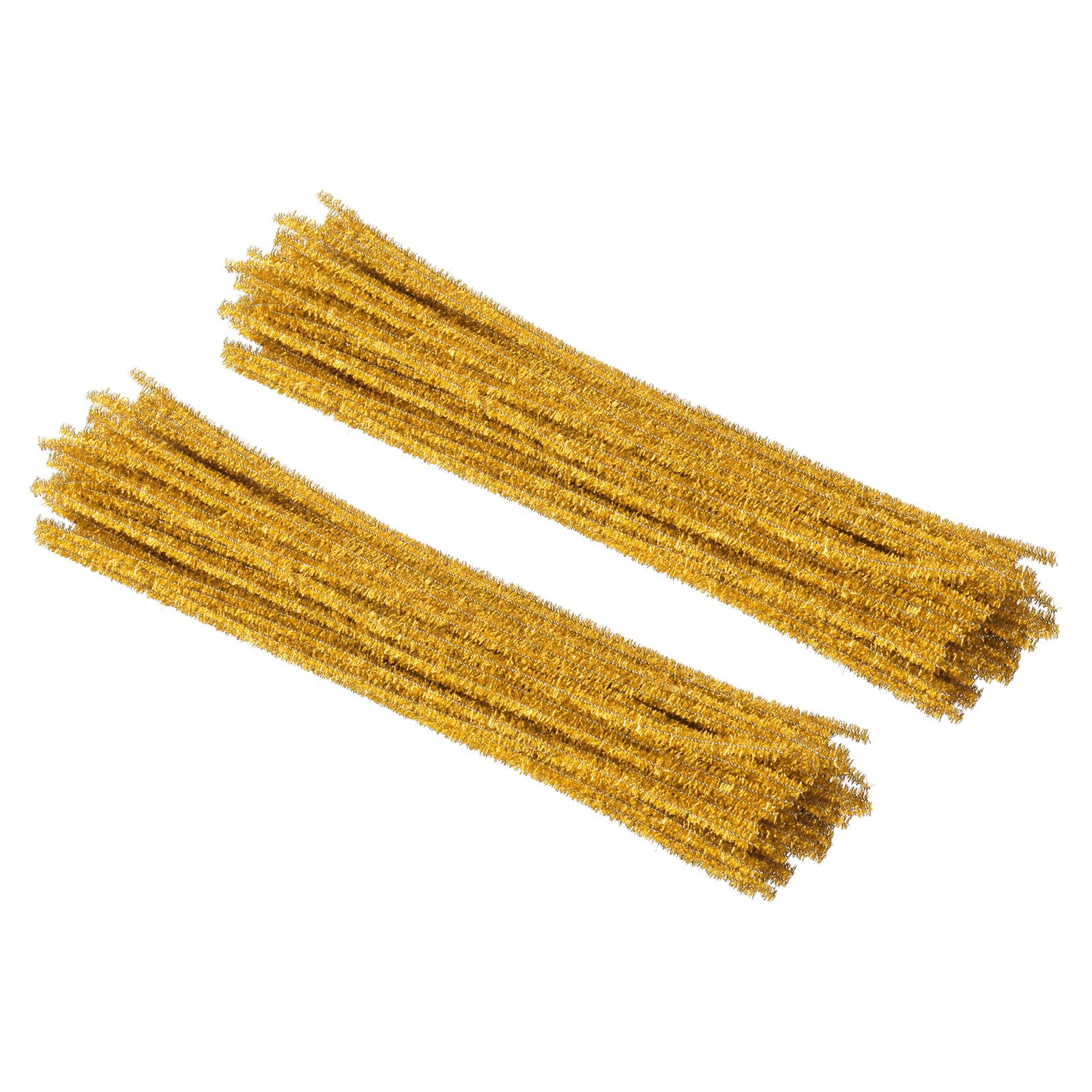PATIKIL 30cm/11.8" Pipe Cleaners Chenille Stem, 200Pcs Glitters Fuzzy Sticks Pipe Cleaner Craft Supplies for DIY Art Creative Decoration Projects, Gold Tone