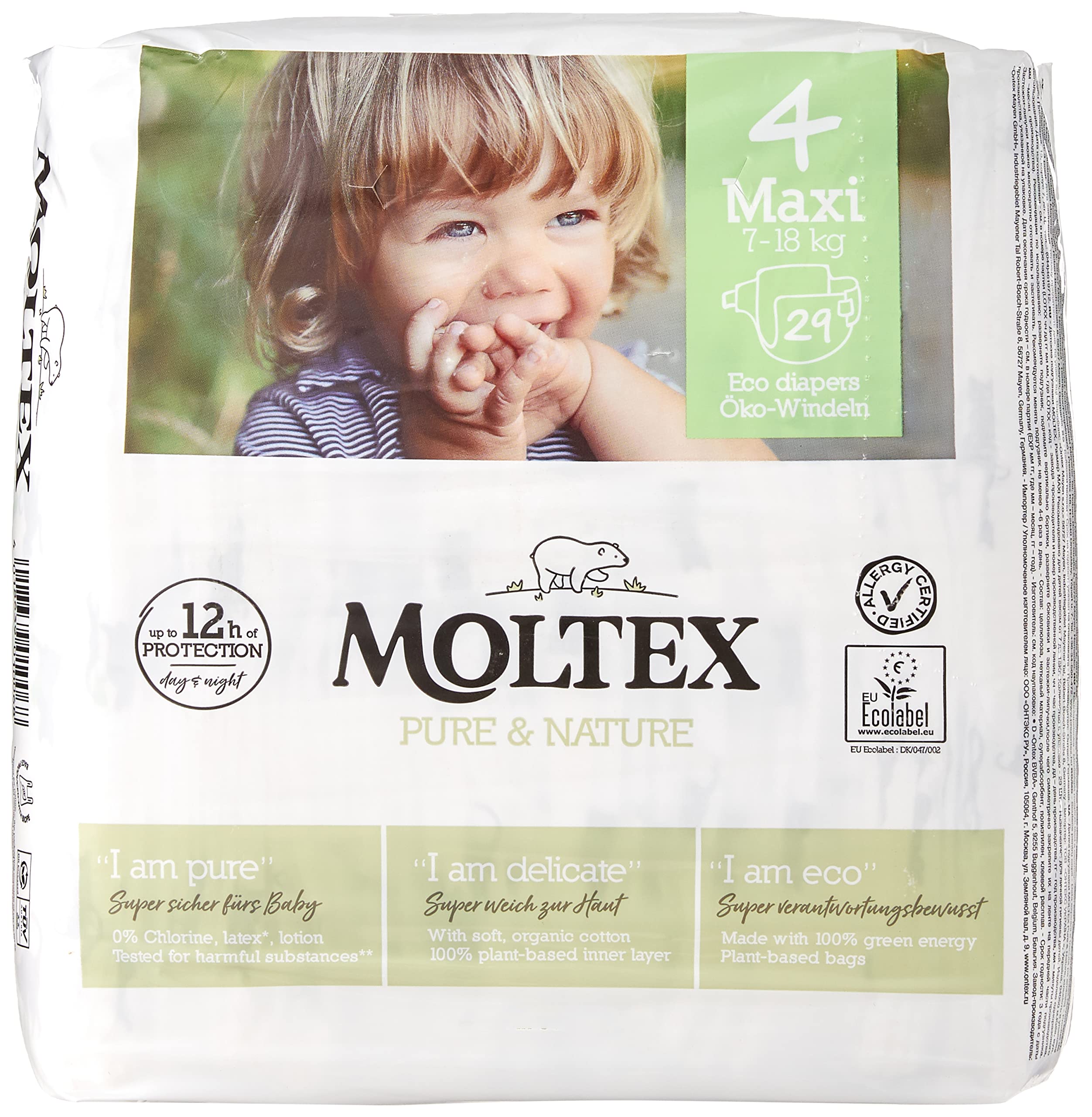 Ontex Moltex Pure & Nature Maxi, Size 4, Pack of 29