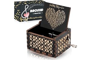 BAOSIWA Can't Help Falling in Love Music Box, Engraved Wooden Music Box Gifts for Girlfriend Boyfriend Her Him Anniversary Christmas(Hand-Cranked)