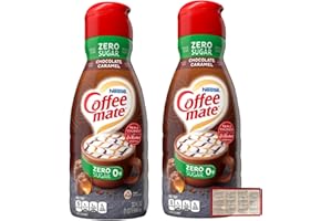 Coffee-Mate Sugar Free Liquid Coffee Creamer - Two (2) 32Fl oz Bottles of Sugar Free Coffee Creamer, Smooth and Creamy plus One Authentic CureCor Collective Sticker! (Sugar Free Chocolate Caramel)