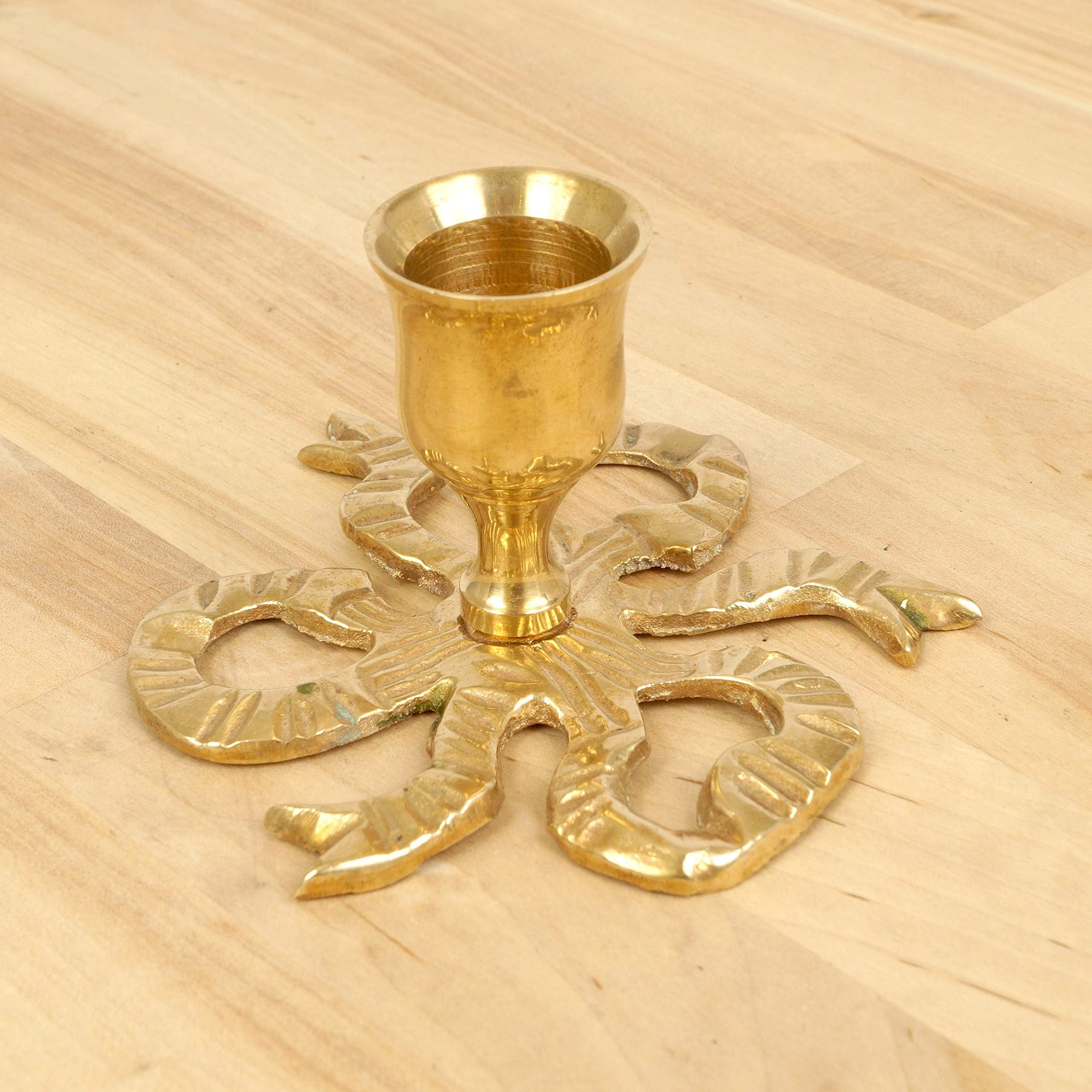 Candle Holder/Candle Stick || Vintage Solid Brass || Simple Design || Bow Shape Base