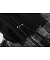 ZITY Men's Flannel Hoodie Shirts Casual Button Down