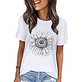 T Shirts for Women Summer Short Sleeve Crewneck Casual Cute Graphic Basic Tees Tops