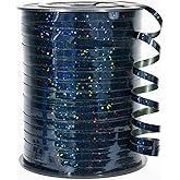 Quhora 500 Yards Glitter Curling Balloon Ribbon, 1/5" Shiny Metallic Black Ribbon for Gift Wrapping, Birthday Party, Christmas Halloween Festival and Art Craft Florist Flowers Decoration