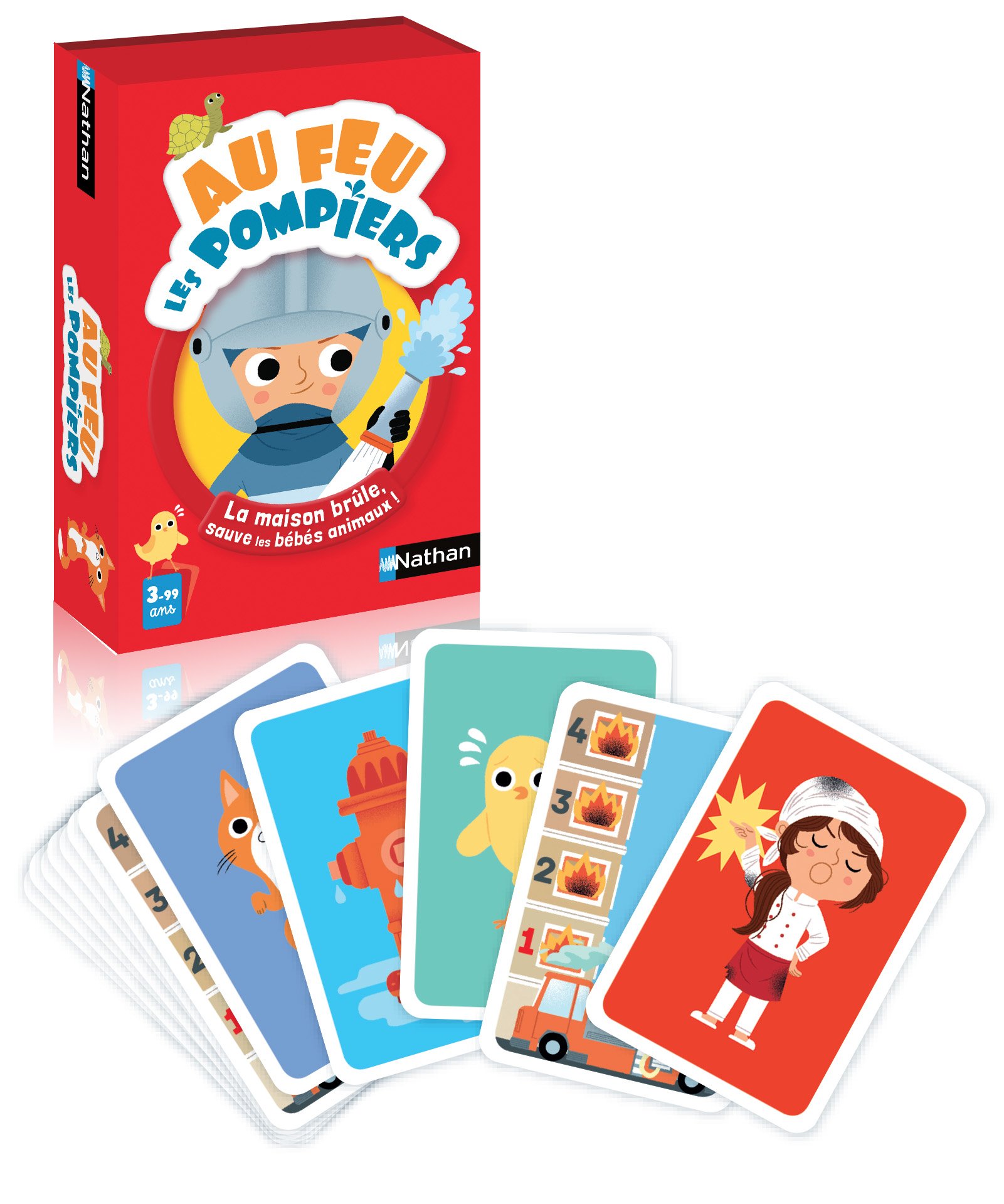 Nathan - Au feu Les Pompiers - Card Game - Revisited Battle Game - Save Babies Animals - Educational Game - From 2 Players - For Children aged 3 Years and Above