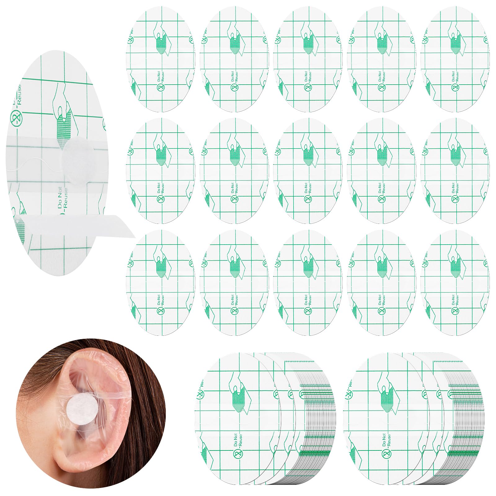 Ear Covers for Shower, 60 Pieces Waterproof Ear Stickers for Adults Ear Covers for Swimming Shower Ear Protectors with Waterproof Cotton Ear Plugs for Shower Surfing Snorkeling and Other Water Sports