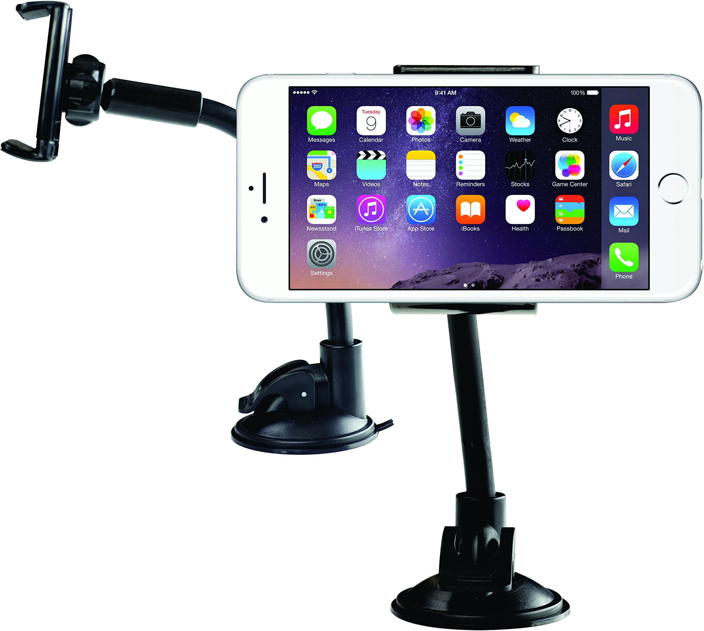 Halcyon T.™ Car Cell Phone Holder with Universal Clamp Arm for iPhone 4s/5/6/6+, Samsung Galaxy Series, Nexus 5X/5P