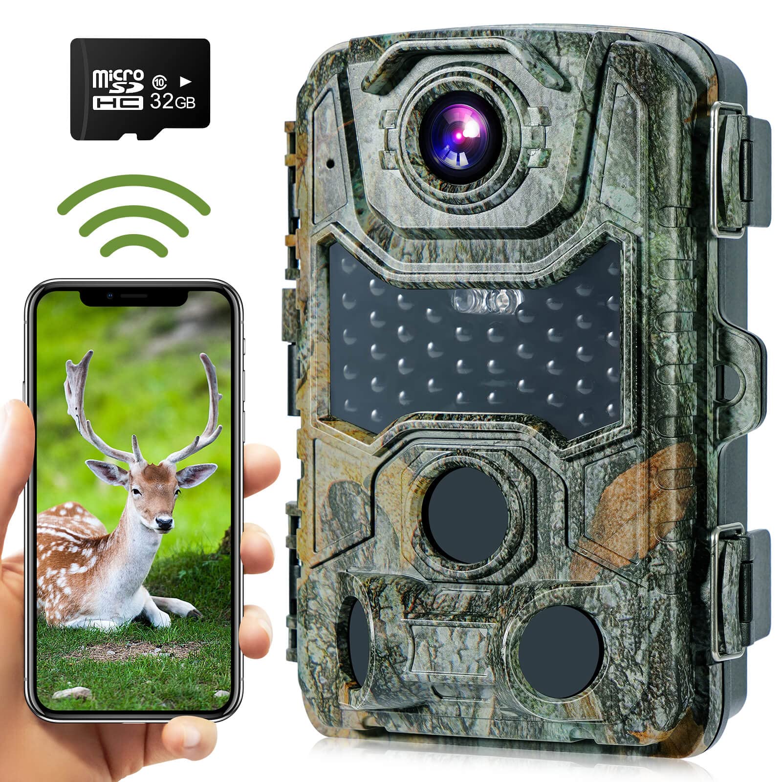 Crenova outdoor Trail Camera 4K WiFi Wildlife Camera Include 32GB SD Card 42 pcs 940nm IR LEDs and IP66 Waterproof Game Camera Bluetooth Motion Activated Night Vision Perfect Wireless transmission