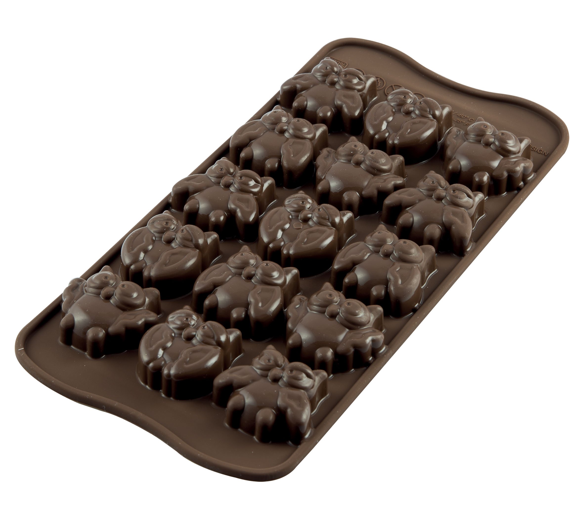 silikomart - SCG26 Choco GUFI - Silicone Chocolate Owls Mould, Brown