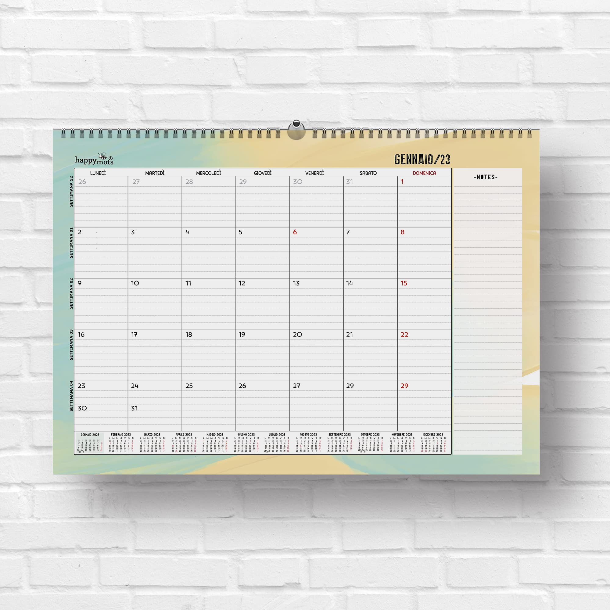 Monthly Desk Calendar 2023 | HappyMots | 32x47 cm | 16 months - from September 2022 to December 2023 | Space to write and annotate | Comfortable, practical and motivating | Wall Calendar
