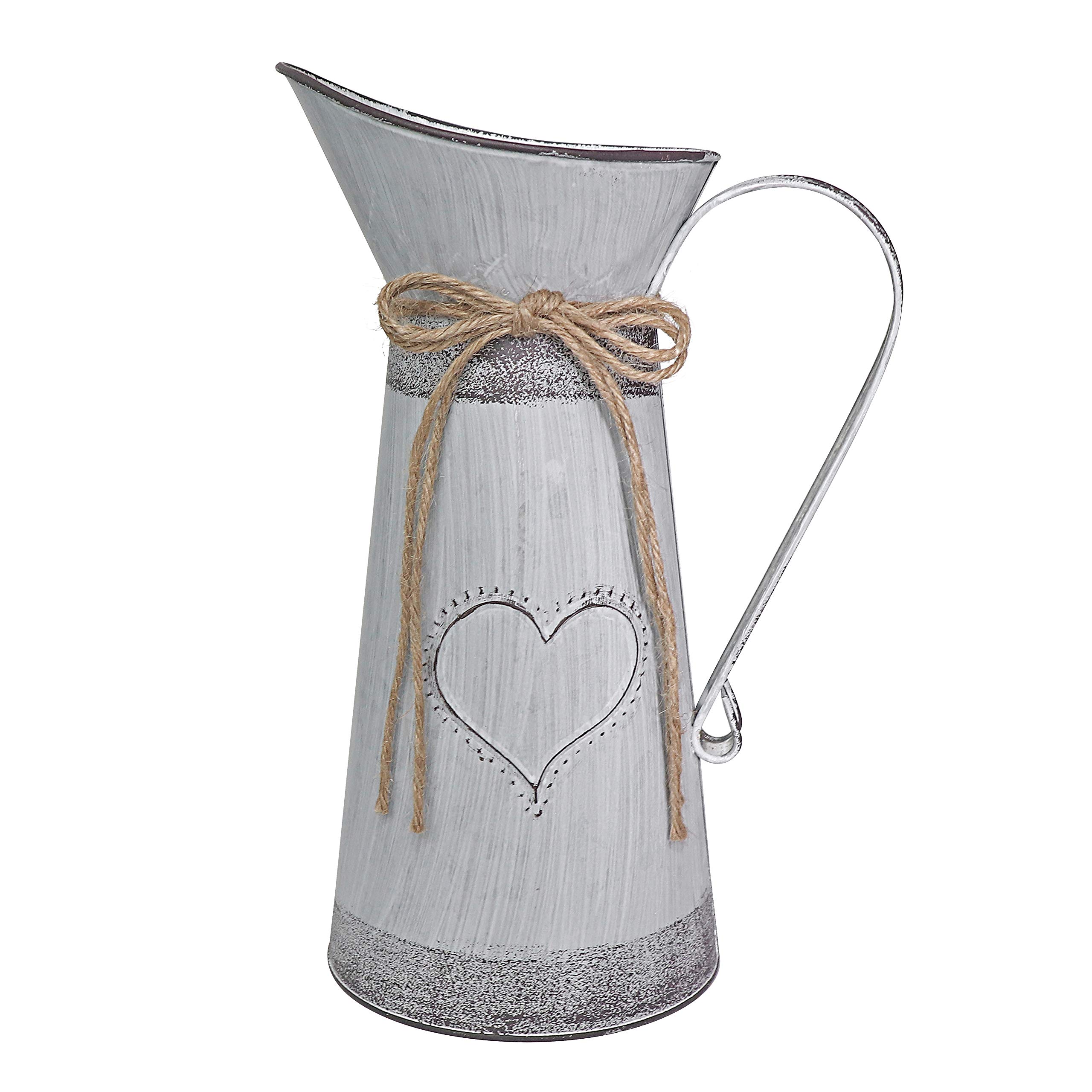 Fovasen Large Vases for Flowers Farmhouse Flower Jug with Love-Shaped for Wedding Home Garden Decor-11" H