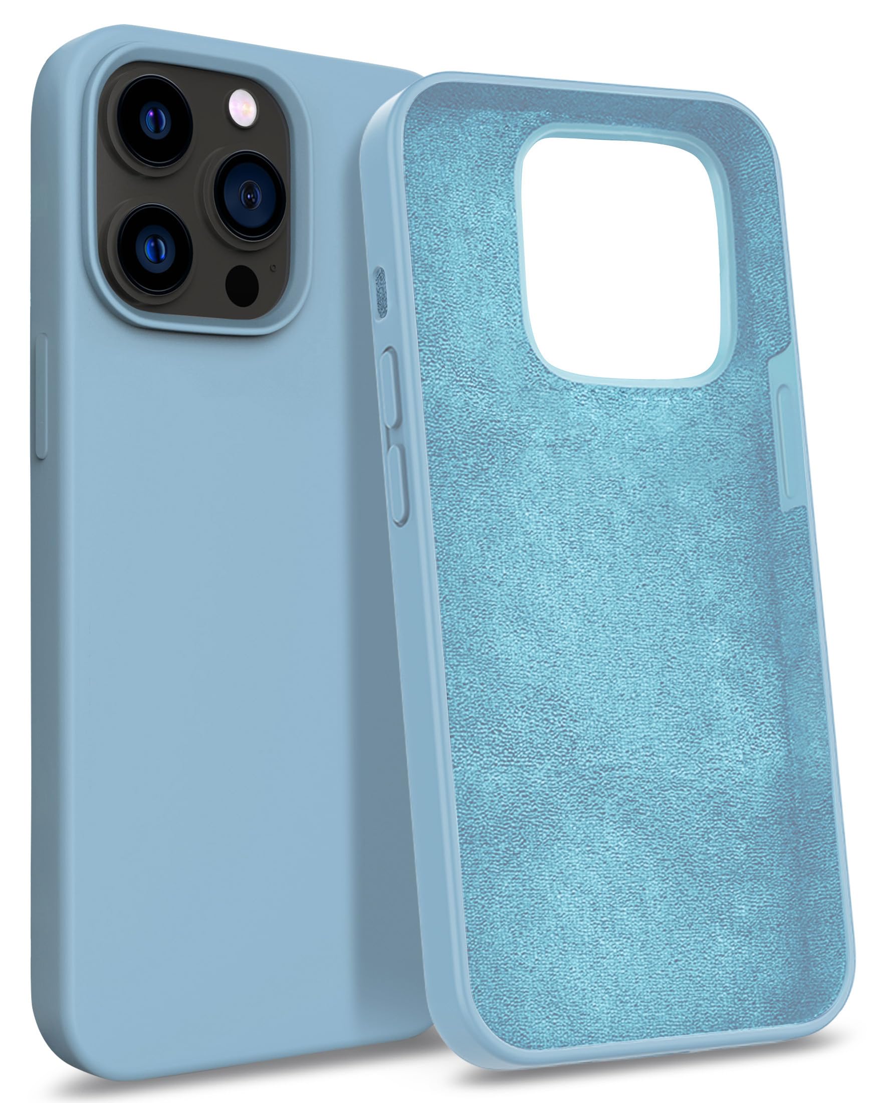 MyGadget Case for iPhone 13 Pro Max - Silicone Hardcase with Microfiber Lining - Shockproof Shell in Light Blue