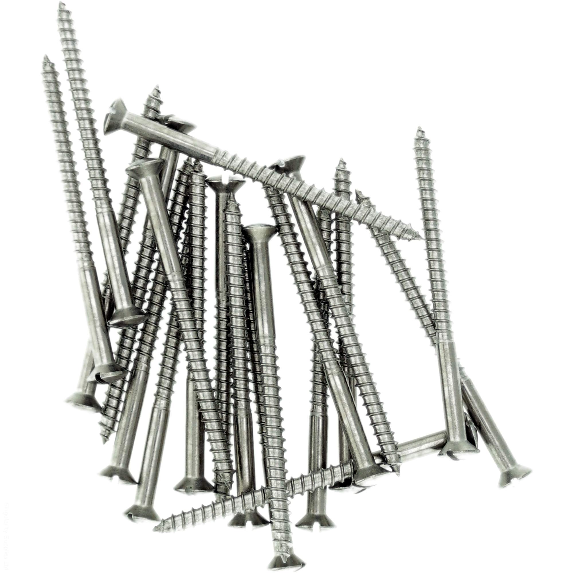 No.4 x 0.63 (3.0mm x 16mm) Slot Raised Countersunk Wood Screw - Stainless Steel (A2) (Pack of 20)