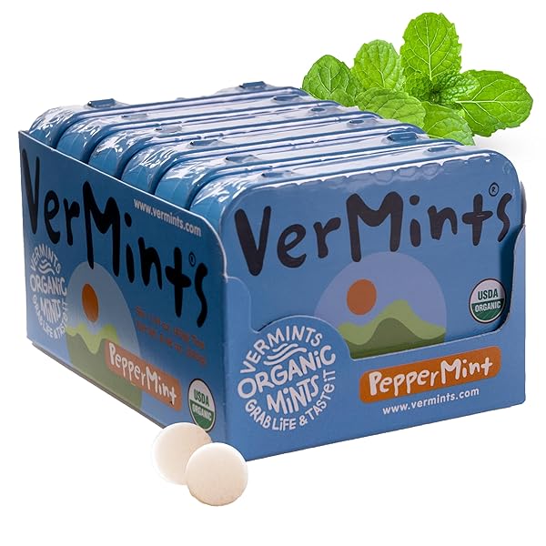 VERMINTS ORGANIC BREATH MINTS PEPPERMINT CANDY MINTS FOR...