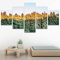 SIGNWIN 5 Panel Canvas Wall Art Green Forest for Home Decorations Ready to Hang - 60