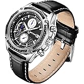 TICKEEN Mens Watches for Men Analog Quartz Watches with Waterproof Chronograph Calendar Leather Strap Stainless Steel Watch,Classic Stylish Fashion Sport Casual Business Wristwatch