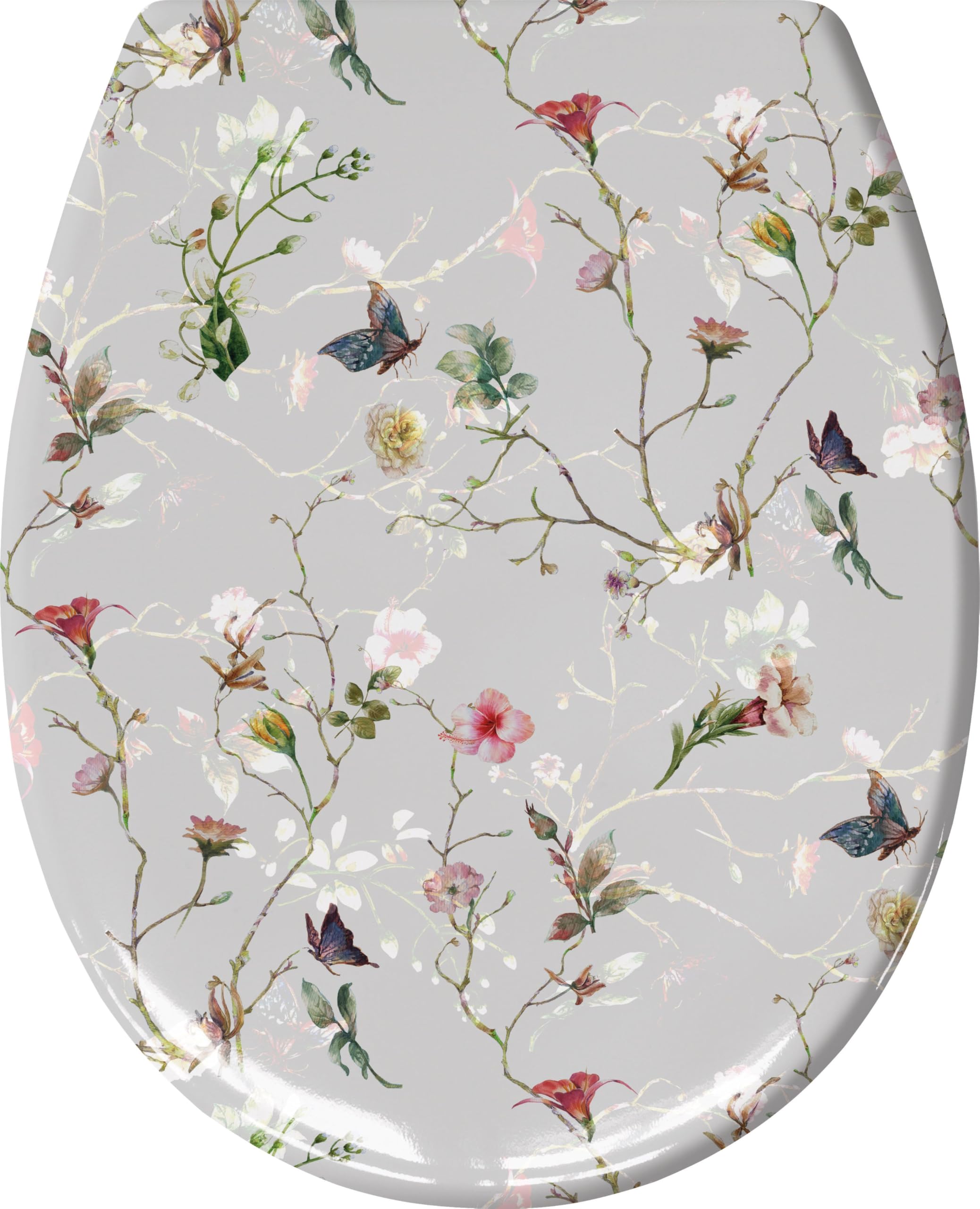 Kleine Wolke Flores 1860148075 Toilet Seat with Soft-Close Mechanism Colour: Multicoloured, Material: Duroplast, Size: 37 x 45 cm, Length 37 cm, Width 45 cm, Height 5 cm