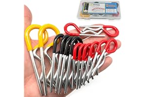 YOLIKO 14Pcs Heavy Duty Hitch Pins Clip R Clips Spring Retaining Wire Hair Pins Cotter Pin Strong Spring Rubber-Coated Grip R Clip for Trailer Tractors Mower Carts Truck Pin Clip 3Sizes M3x60 M3.5x75 M4x90