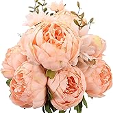Duovlo Springs Flowers Artificial Silk Peony Bouquets Wedding Home Decoration,Pack of 1 (Spring Orange-Pink)