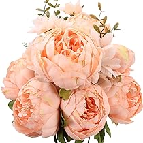 Bouquet De Pivoines Artificielles En Soie - Décoration Mariage Et Intérieur (rouge, 20x29 Cm)