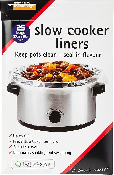 Toastabags Slow Cooker Liner 25 Pack, Transparent, Easy Clean