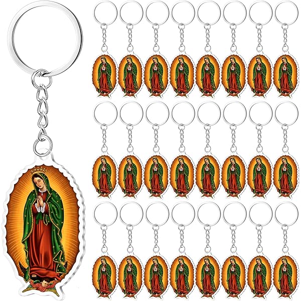 12 PCS Our Lady of Guadalupe Baptism Metal Keychain party Favor