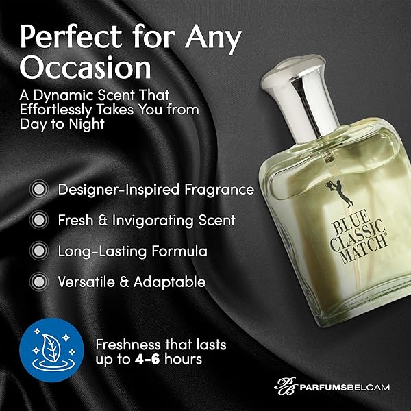 PB PARFUMSBELCAM BLUE CLASSIC MATCH CM EAU DE TOILETTE SPRAY, OUR VERSION OF A DESIGNER EDT, 75 ML