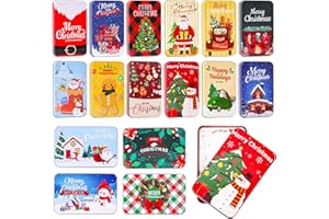 MGparty 16 PCS Christmas Gift Card Tin Holder Boxes Unique Gift Card Tin Boxes Holders with Lids for Christmas Holiday Gift Box Set, Xmas Party Favors