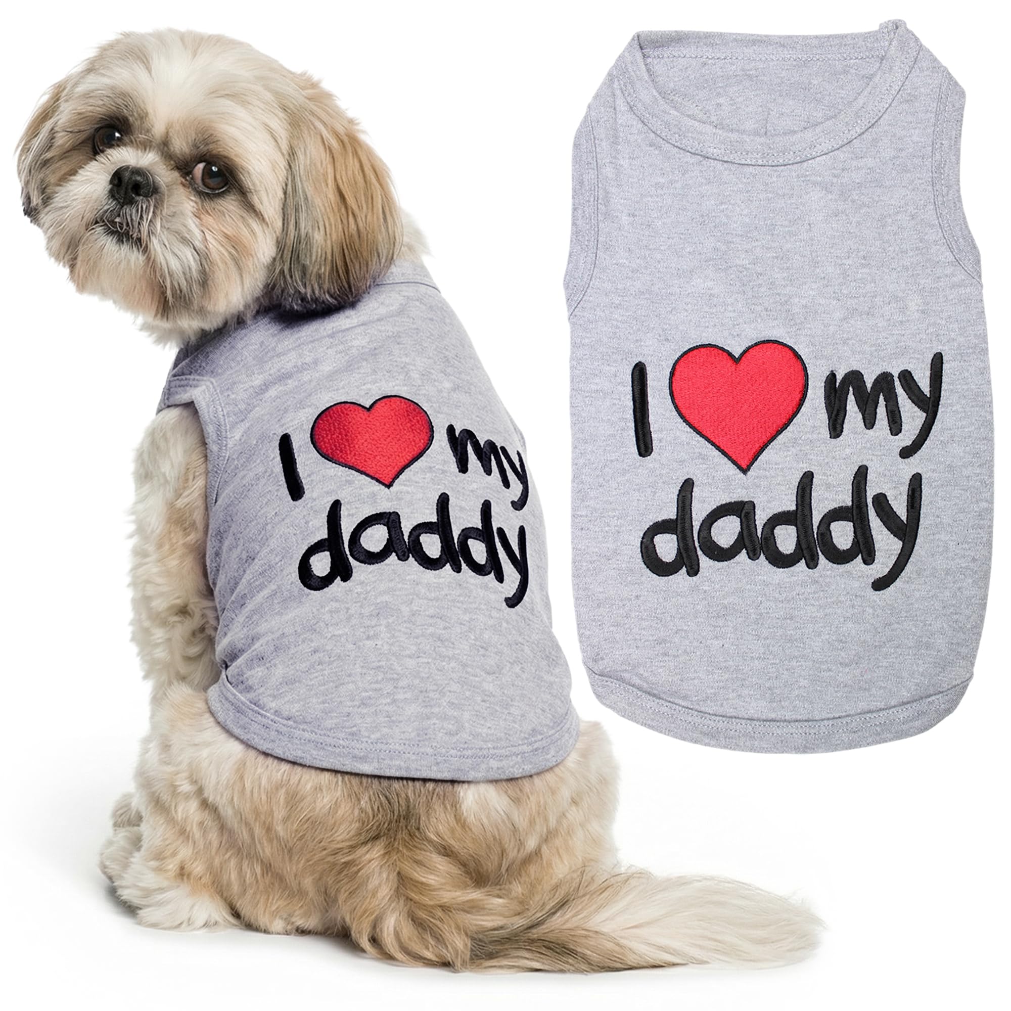 Parisian Pet I Love Daddy Dog T-Shirt, Medium